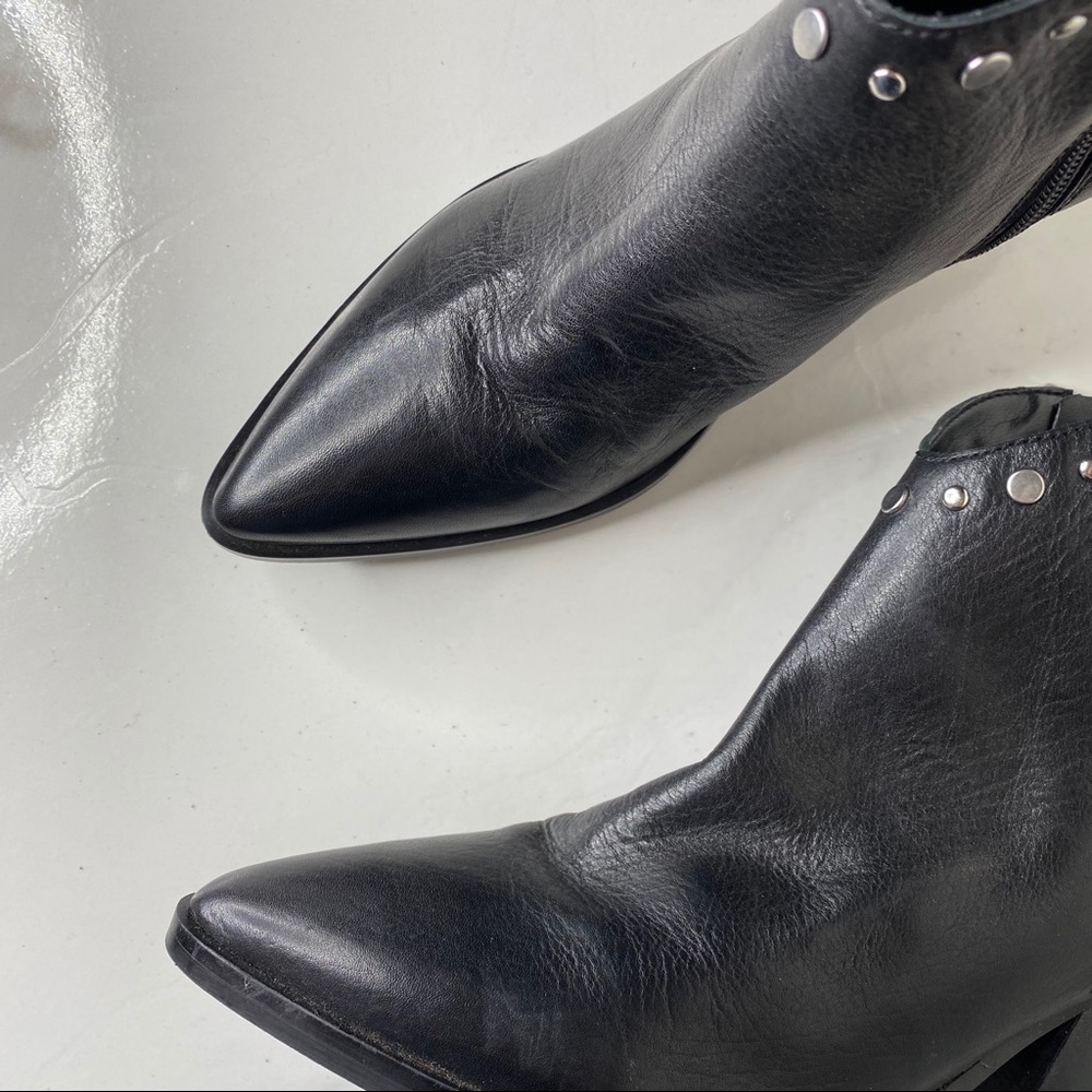 Marc Fisher Black Stud Pointed Toe Booties 7.5 - image 4